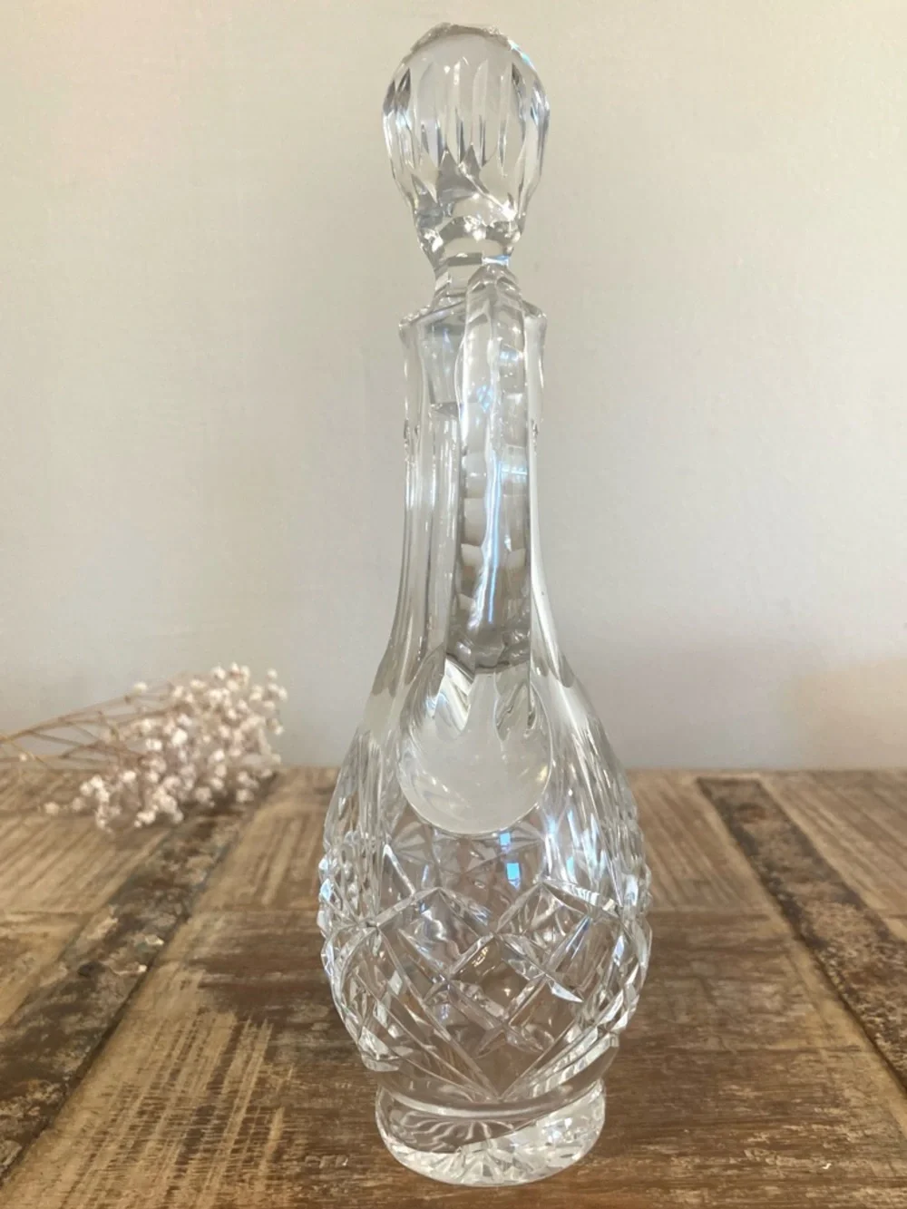 Cut Crystal Cruet Bottle with Stopper - 10”